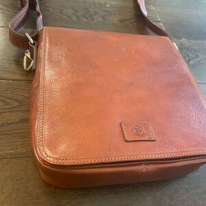 In Pell Italian Leather Saddle Crossbody Bag - Brown